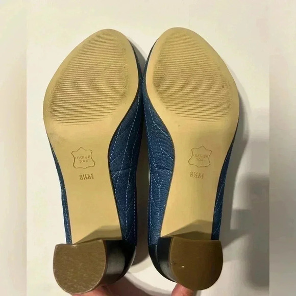 TALBOTS Ellery Bit Block Heel Pumps - Quilted Denim- Size 8.5 - Picture 5 of 12
